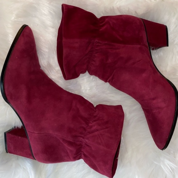 Sole Society Shoes - Sole Society Wine Suede Scrunch Booties Size 8.5